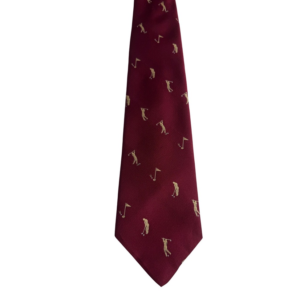 Lucien Piccard Necktie 4" Burgundy 1970s Retro Golfer Country Club Vintage Tie
